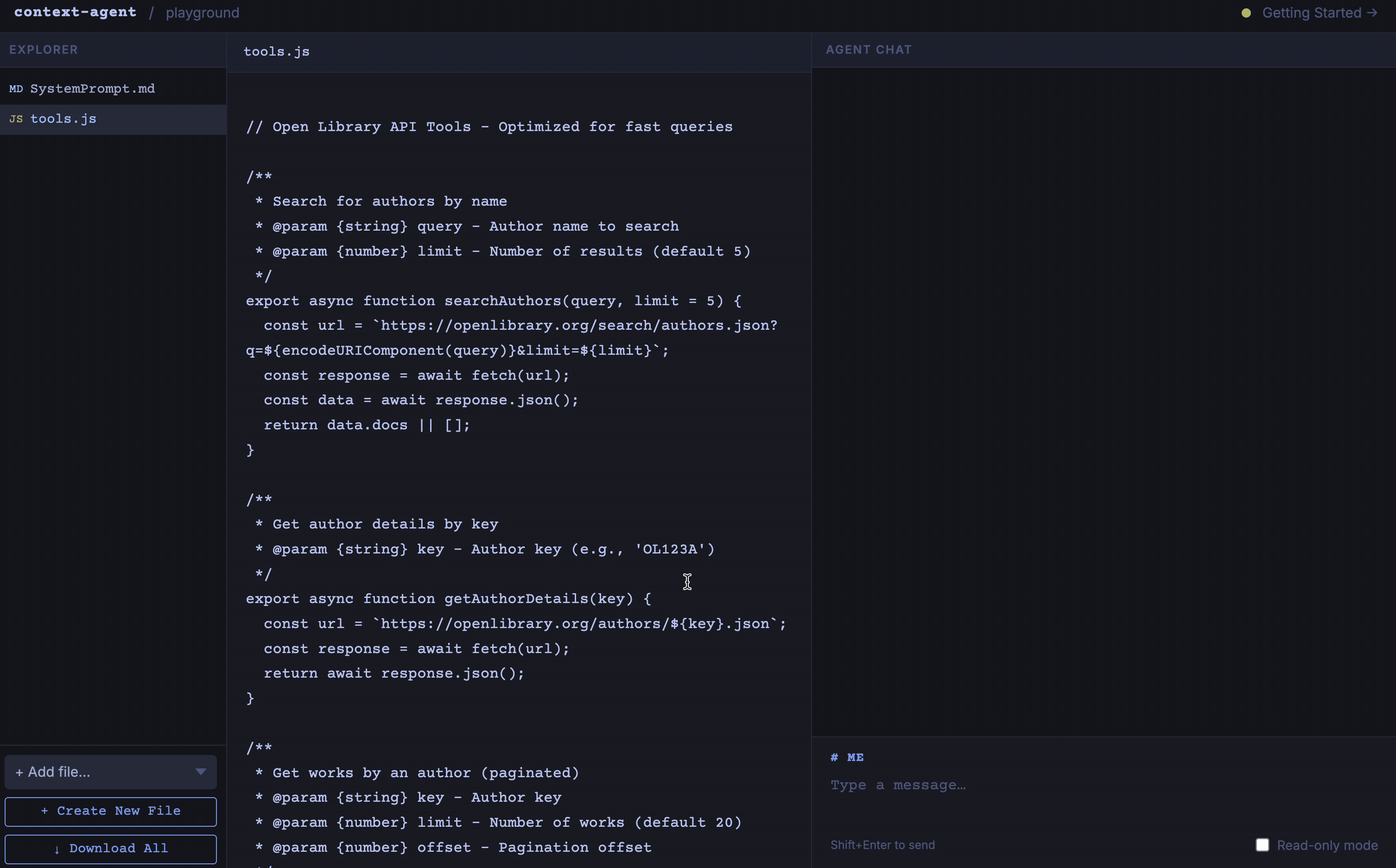 Agent exploring APIs and creating tools