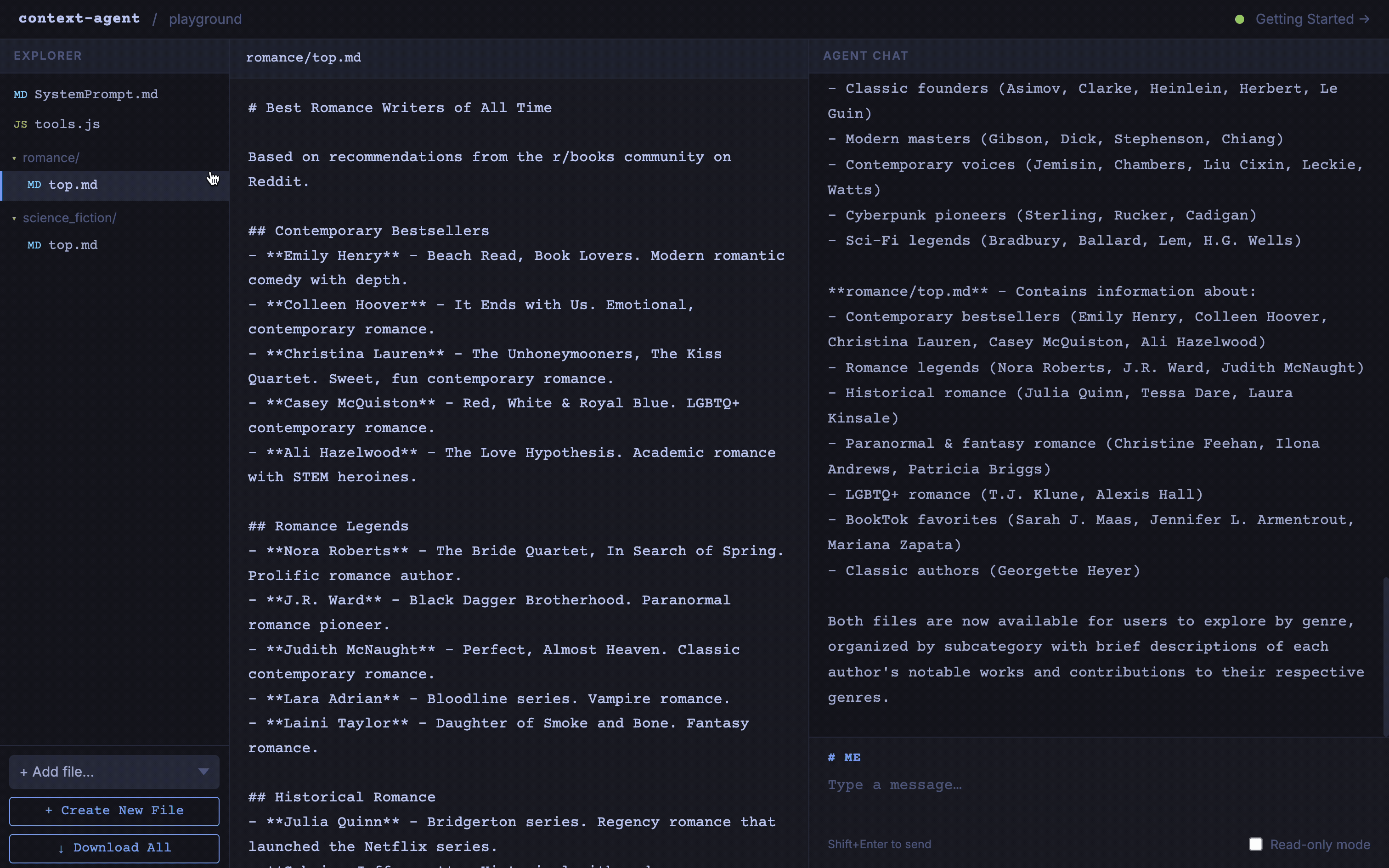 Adding genre-specific context documents